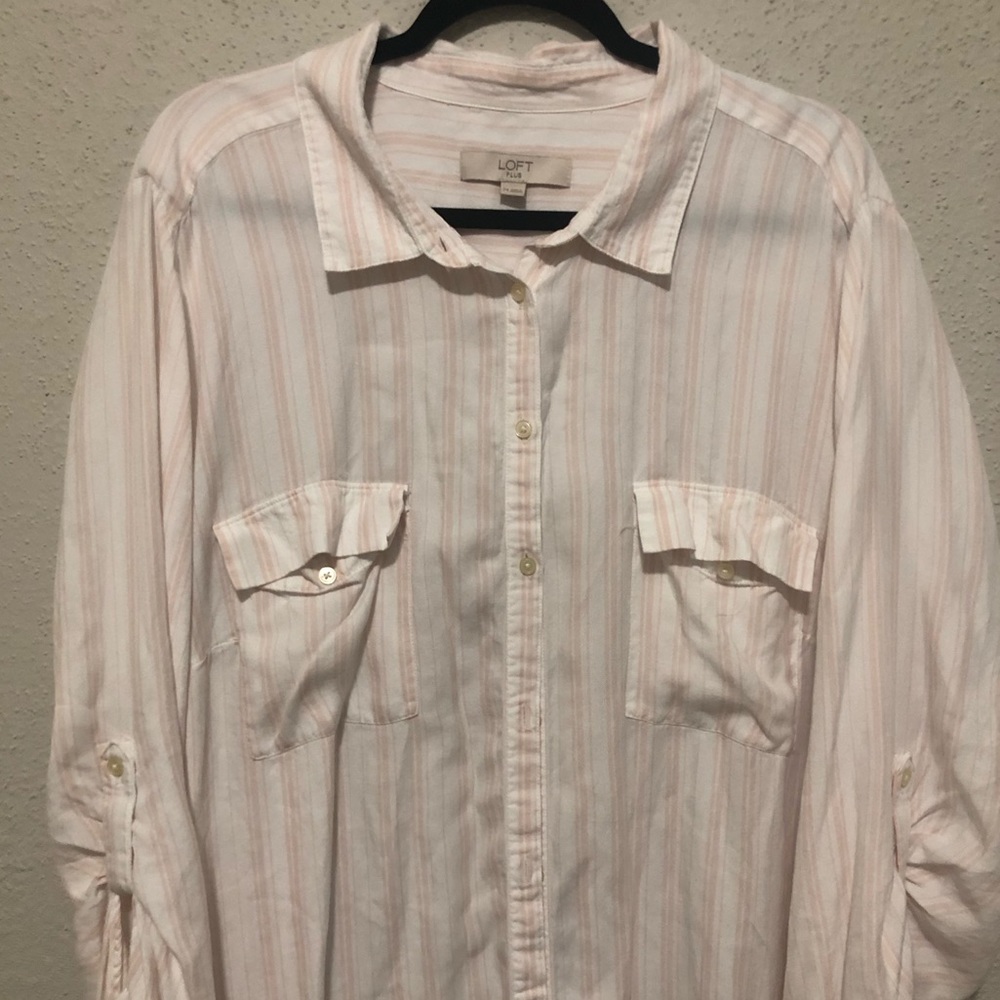 Loft Plus Striped Button Down Shirt - image 2